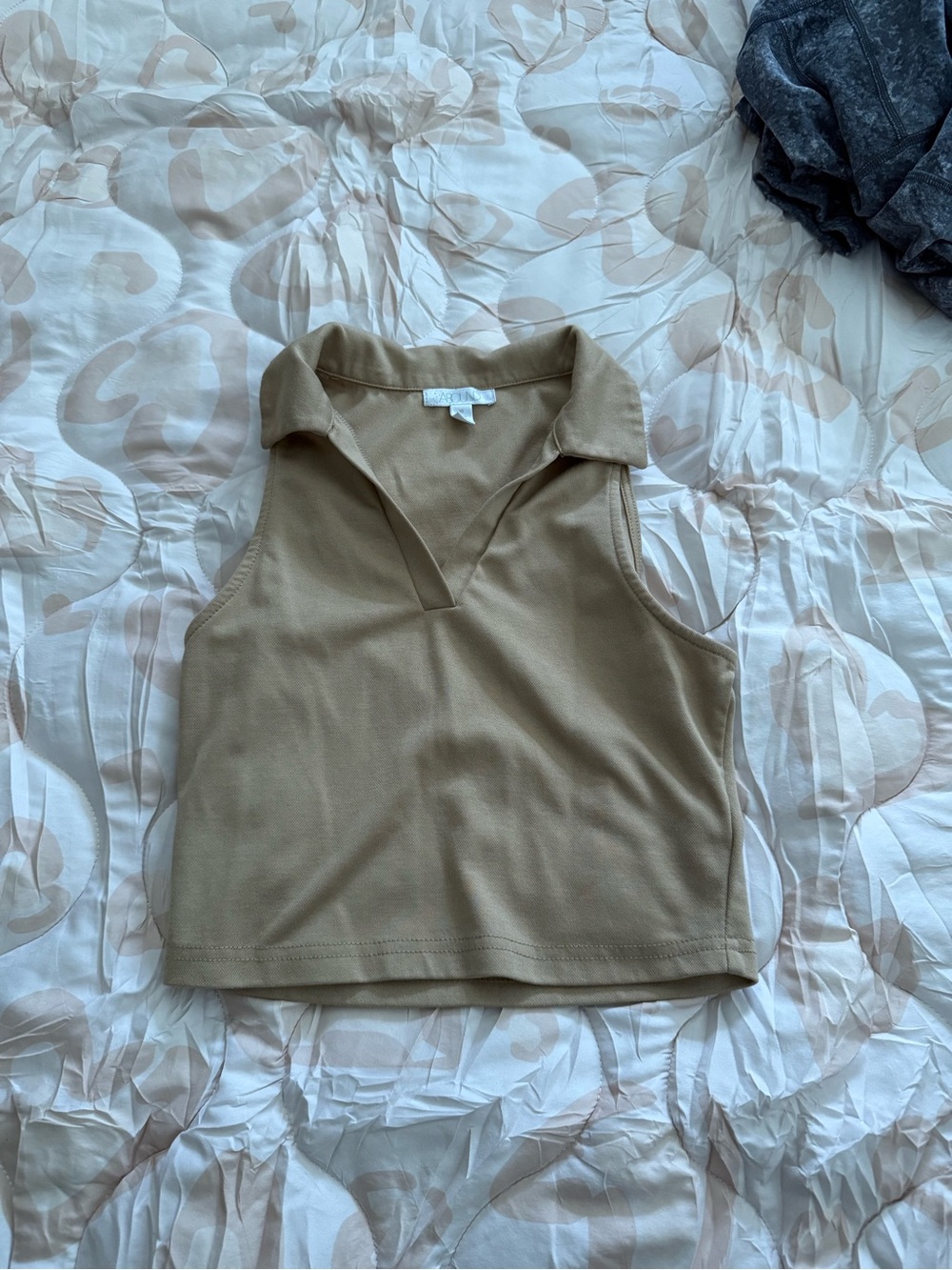 Abound Collared Sleeveless Tank Top in Khaki